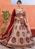 Pink Embroidered Bridal Lehenga Choli In Velvet