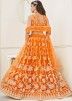 Orange Embroidered Lehenga Choli In Net