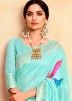 Woven Light Blue Saree With Blouse In Silk