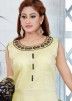Yellow Readymade Chanderi Anarkali Suit