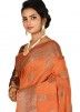 Traditional Orange Saree With Blouse In Silk