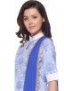 Readymade White Blue Block Print Pant Salwar Suit