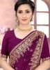 Zari Embellished Purple Saree With Blouse
