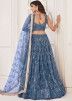 Blue Sequins Embellished Net Lehenga Choli & Dupatta