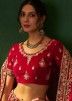 Red Embroidered Bridal Lehenga Choli In Velvet