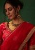 Red Embroidered Bridal Lehenga Choli In Silk