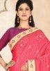 Pink Lace Border Silk Saree With Blouse