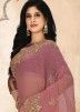 Pink Embroidered Georgette Saree With Blouse