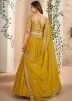 Yellow Embroidered Tiered Style Lehenga Choli In Georgette