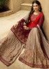 Amyra Dastur Red Maroon Shaded Embroidered Sharara Suit