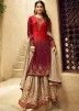 Amyra Dastur Red Maroon Shaded Embroidered Sharara Suit