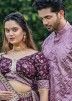 Purple Embroidered Couple Wear Readymade Set