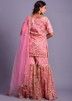 Pink Readymade Embroidered Gharara Suit