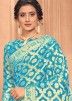 Blue Silk Sari With Heavy Embroidered Blouse