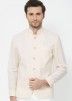 Readymade Linen Bandhgala Jodhpuri Jacket In Cream