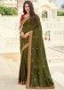 Embroidered Silk Blouse With Green Saree