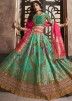 Turquoise Banarasi Silk Lehenga Choli In Zari Woven Work