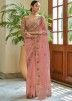 Elegant Peach Organza Bridesmaid Saree With Embroidery