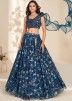 Blue Embroidered Readymade Lehenga Choli In Net