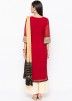 Red Embroidered Straight Cut Readymade Palazzo Suit