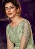 Readymade Green Embroidered Gown Style Suit With Dupatta