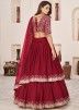 Red Georgette Lehenga Choli In Sequins Embroidery
