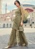 Green Embroidered Net Gharara Suit With Dupatta