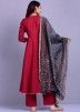 Maroon Readymade Slit Palazzo Suit With Printed Dupatta