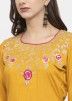 Readymade Yellow Asymmetric Embroidered Pant Salwar Suit