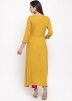 Readymade Yellow Asymmetric Embroidered Pant Salwar Suit