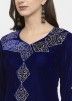 Navy Blue Embroidered Readymade Pant Salwar Suit