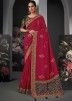 Maroon Silk Wedding Saree With Embroidered Blouse