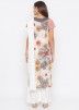 White and Peach Printed Paneled Readymade Pant Salwar Suit