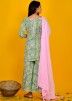 Readymade Green Block Printed Pakistani Gharara Suit