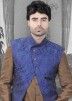 Asymmetric Brown Art Silk Sherwani With Jacket