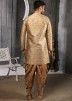 Golden Art Silk Jacquard Indo Western Sherwani