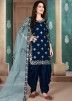 Navy Blue Art Silk Mirror Work Punjabi Salwar Suit