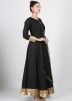 Black Readymade Anarkali Suit With Sequins Work Dupatta
