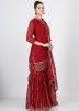 Red Gota Patti Embellished Readymade Gharara Suit