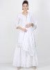 White Gota Patti Laced Readymade Cotton Gharara Suit