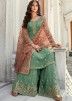 Green Georgette Embroidered Sharara Suit With Dupatta