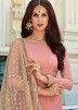 Pink Straight Cut Embroidered Pakistani Sharara Suit