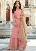Pink Straight Cut Embroidered Pakistani Sharara Suit