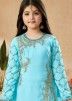 Kids Blue Embroidered Readymade Gharara Suit