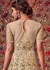 Beige Shaded Embroidered Front Slit Pant Salwar Suit