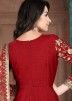 Red Embroidered Bridal Anarkali Suit With Dupatta