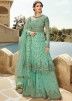 Amyra Dastur Blue Embroidered Pakistani Sharara Suit 