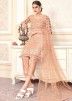 Peach Embroidered Straight Cut Pant Salwar Suit