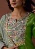 Green Readymade Chanderi Silk Pant Salwar Suit