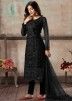 Black Net Embroidered Straight Cut Pant Salwar Suit